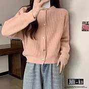 【Jilli~ko】奶系甜美慵懶風針織開衫女短款毛衣外套 J11594  FREE 粉色