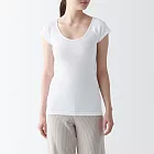 【MUJI 無印良品】女有機棉針織法式袖T恤 M 白色