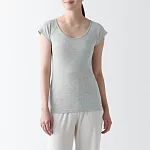 【MUJI 無印良品】女有機棉針織法式袖T恤 XL 灰色