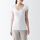 【MUJI 無印良品】女有機棉針織法式袖T恤 S 白色
