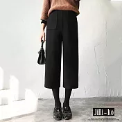 【Jilli~ko】秋冬西裝褲女直筒寬鬆闊腿九分褲 L-XL J11304  XL 黑色