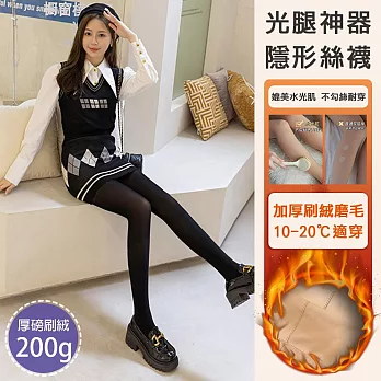 【AMIEE】高質感光腿神器隱形絲襪加絨連腳內搭褲(KDPQ-2861) FREE 黑色200G(5-15℃適穿)