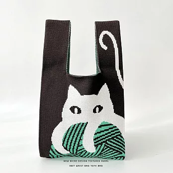 【JP生活館 】韓國小眾設計針織編織個性百搭手提包   * 白貓