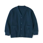 【MUJI 無印良品】兒童二重織V領開襟衫 110 深藍