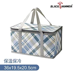 BLACK HAMMER 經典斜紋保溫保冰掀蓋式摺疊野餐袋 (防水表層+鋁箔內裡/野餐露營萬用款)