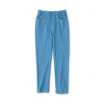 【MUJI 無印良品】兒童棉混針織丹寧感緊身褲 130 淺藍