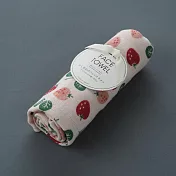 【Calmland】日本超吸水四重紗 輕薄萬用長型毛巾 ‧ 草莓