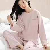 【EZlife】精梳棉可愛長款家居套裝 基本款-粉色