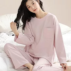 【EZlife】精梳棉可愛長款家居套裝 基本款─粉色