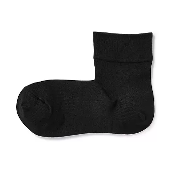 【MUJI 無印良品】女莫代爾混足口柔軟舒適輕薄直角短襪23-25cm 黑色