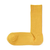 【MUJI 無印良品】男棉混不易鬆脫螺紋直角襪25-27cm 黃色