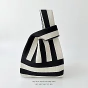 【JP生活館 】韓國小眾設計針織編織個性百搭手提包 * 黑白條紋