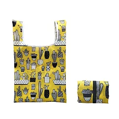【EZlife】輕盈立體摺疊便攜手提環保購物袋 A05.黃色仙人掌