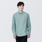 【MUJI 無印良品】男有機棉水洗牛津布扣領長袖襯衫 XL 綠色