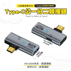 【SHOWHAN】Type─C公一分二轉USB─A+Type─C母轉接頭 OTG帶PD 100W