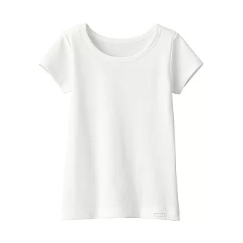 【MUJI 無印良品】幼兒有機棉針織圓領短袖T恤 90 柔白