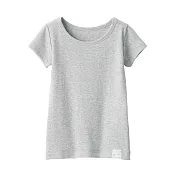 【MUJI 無印良品】幼兒有機棉針織圓領短袖T恤 90 灰色
