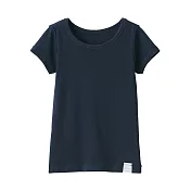 【MUJI 無印良品】幼兒有機棉針織圓領短袖T恤 90 深藍