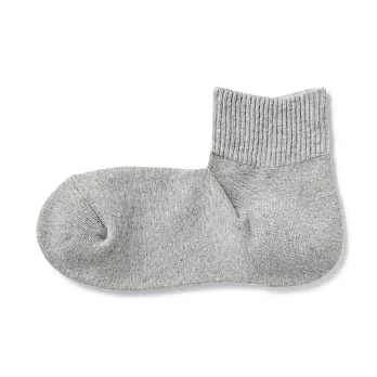 【MUJI 無印良品】女棉混足口柔軟舒適足底圈絨直角短襪23-25cm 灰色