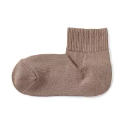 【MUJI 無印良品】女棉混足口柔軟舒適足底圈絨直角短襪23-25cm 灰棕