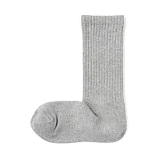 【MUJI 無印良品】女足口柔軟舒適粗織直角襪23-25cm 灰色