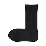 【MUJI 無印良品】女足口柔軟舒適粗織直角襪23-25cm 黑色