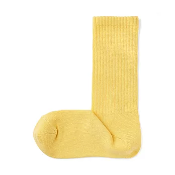 【MUJI 無印良品】女足口柔軟舒適粗織直角襪23-25cm 淺黃