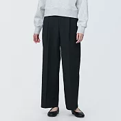 【MUJI 無印良品】女聚酯纖維不易起皺打褶直筒褲 XL 黑色