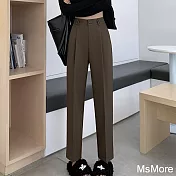 【MsMore】 新款垂感九分小個子高腰窄版西裝煙管長褲# 120727 XL 卡其色