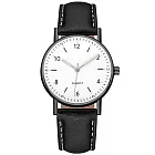 Geneva 日內瓦-米歇爾商務簡約中性數字標手錶 _黑框白面黑帶