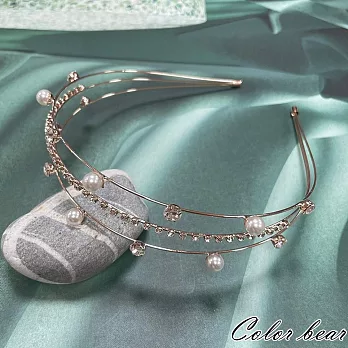 【卡樂熊】韓系永恆珍珠鑽造型髮箍(兩色)- 玫瑰金
