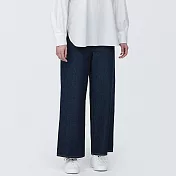 【MUJI 無印良品】女有機棉丹寧寬版寬鬆褲 23 暗藍