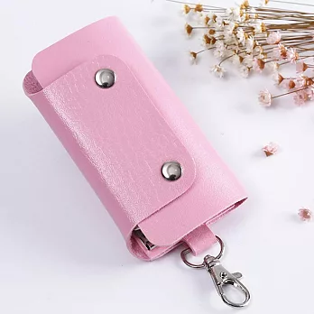 【素包包】鑰匙有個家-多彩實用頭層牛皮鑰匙包 _粉紅
