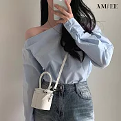 【AMIEE】性感一字領平口襯衫(2色/S-XL/KDTY-8824) M 藍色