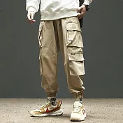 【AMIEE】韓系軍裝風多口袋工裝褲(男裝/KDPY-K50) XL 卡其