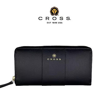 【CROSS】台灣總經銷 限量1折 賈姬限定款頂級小牛皮拉鍊長夾 全新專櫃展示品 (黑色)