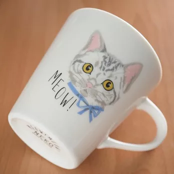 【小倉陶器】MEOW 可愛貓咪陶瓷馬克杯310ml ‧ 虎斑貓