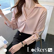 【Lockers 木櫃】春裝新款緞面職業設計感襯衫 L113021903 L 粉紅色L