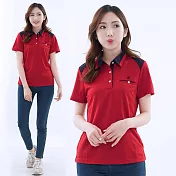 【遊遍天下】MIT台灣製女款顯瘦吸濕排汗抗UV機能POLO衫 2XL 紅色