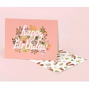 【 Clap Clap 】BOTANIC BIRTHDAY PINK CARD 生日卡 #GB04