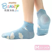 【Morino摩力諾】台製_日韓風手繪造型船襪/除臭襪-雲朵  藍色