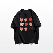 【MsMore】 草莓印花抖音爆款純棉短袖T恤短版圓領上衣# 120769 M 黑色