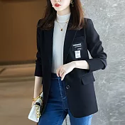 【MsMore】 高級感純色休閒西裝外套時尚網紅炸街長袖短版# 120808 L 黑色