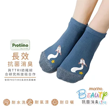 【Morino摩力諾】台製_日韓風手繪造型船襪/除臭襪/少女襪-火箭  -藍色