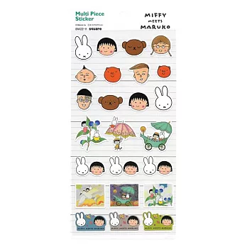 【日本正版授權】米飛兔與小丸子 貼紙 手帳貼/裝飾貼紙 櫻桃小丸子/丸尾末男/Miffy - 白色款