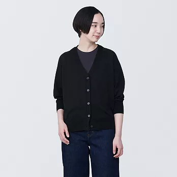 【MUJI 無印良品】女型態安定寬版開襟衫 S 黑色