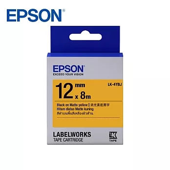EPSON LK-4YBJ C53S654490標籤帶(消光霧面12mm)黃黑