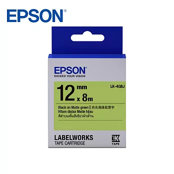 EPSON LK-4GBJ C53S654491標籤帶(消光霧面12mm)淺綠黑