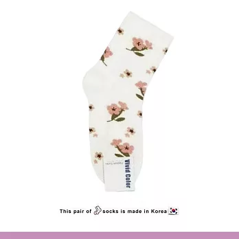 Kankoku韓國   復古滿版小花中筒襪   * 白色