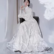【初色】新中式改良版花鳥印花馬面裙中長裙半身裙-白色-32771(M-XL可選) M 白色